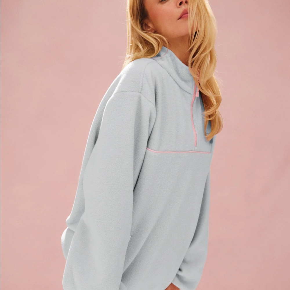 SET Active Light Blue Sweater with Pink Accents